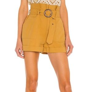 MINKPINK Riley Paperbag Utility Short in Mustard, Medium, M